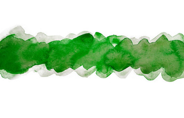 Watercolor green strip with paper texture,drawn by brush uneven edges watercolor hand drawing multilayer. Bar, band horizontal element background for design, greeting card, web design and printing.