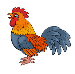 Cute cartoon cock farm animal vector illustration