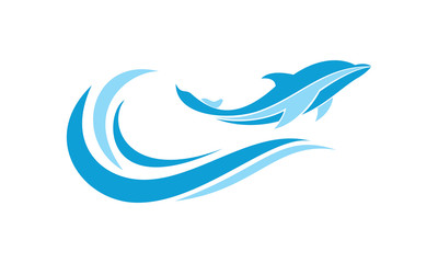 Dolphin jump on the wave icon