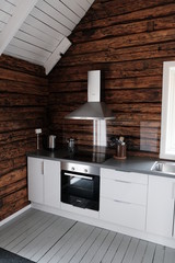 Scandinavian living style. Wooden background. 