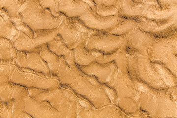 Golden waves texture of sand dunes on river bank