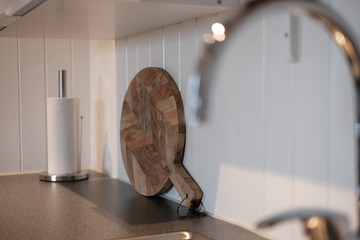 Scandinavian living style. Wooden background. 