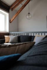 Scandinavian living style. Wooden background. 