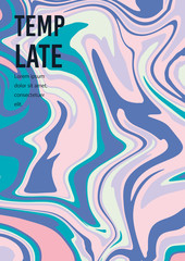 Marble pastel texture. Vector abstract background A4. Fluid art. Liquid mixed paint colors pink, blue, white. Colorful liquid. Template for poster, card, brochure, invitation, cover book catalogue