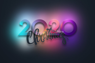Creative Design, Happy New Year, Neon Numbers 2020 Design. Merry Christmas. 3D Illustration, 3D Rendering