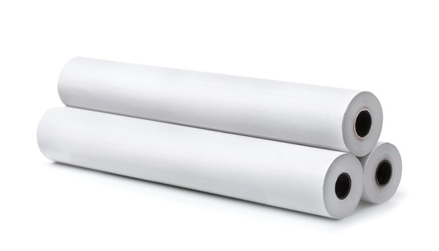 Three rolls of blank white paper