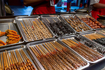 Chinese food market - edible insects on sale