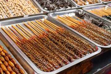 Chinese food market - edible insects on sale