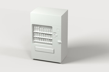 Fototapeta premium The white model of vending machine with white background, 3d rendering.