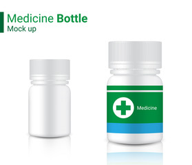 Bottle Mock up Realistic Medicine Packaging for Capsule and vitamin pill. Healthy Product on white Background Illustration