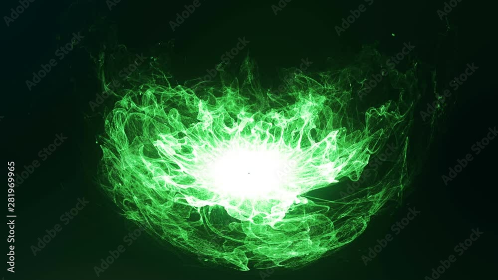 Wall mural abstract isolated enegry wave particle blast. motion background 3d animation with fractal sparks exp
