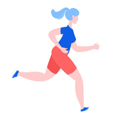 Fototapeta na wymiar Woman jogging running. Sport fitness outfit. Flat style