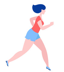 Woman jogging running. Sport fitness outfit. Flat style