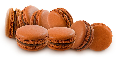 sweet and colorful dessert macarons isjlated on white background