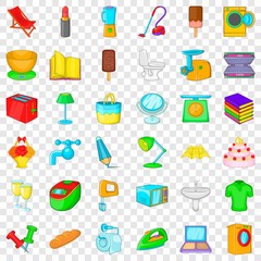 Bathroom icons set. Cartoon style of 36 bathroom vector icons for web for any design