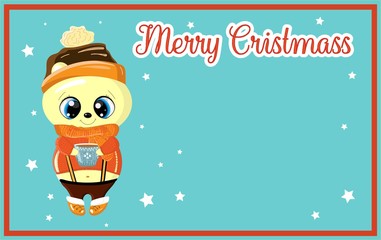 Christmas card with cute polar bear. There is a place for your text..