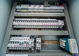 Voltage switchboard with circuit breakers.
