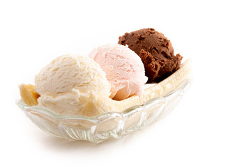Banana Split without Toppings Isolated on a White Background