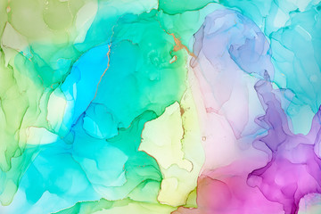  Abstract colorful background, wallpaper. Mixing acrylic paints. Modern art. Paint marble texture. Alcohol ink colors  translucent