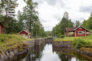 Fototapeta na wymiar View of a lock in Sweden