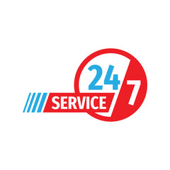 24/7 service - concept badge design. Banner vector illustration. 