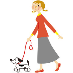 犬の散歩　長袖