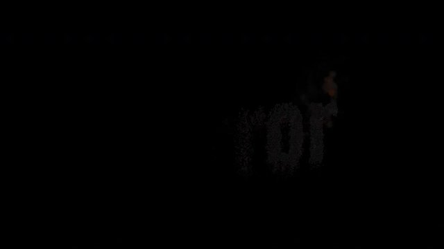 Burning text HORROR. Animated fire and smoke. Included alpha channel
