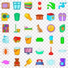 Cleaning woman icons set. Cartoon style of 36 cleaning woman vector icons for web for any design
