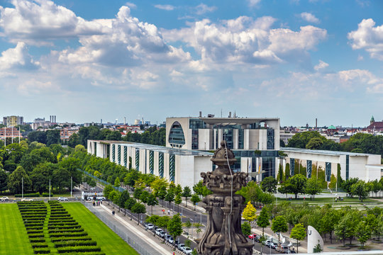 The new federal german chancellery, view from the Reichstag Dome, on August 9, 2014 in Berlin, Germany