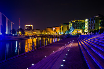 Fototapeta na wymiar Night view of modern building in Mitte district is part of Bundestag - Germany