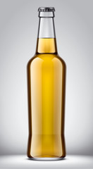 Glass beer bottle mockup. 