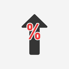 Up percentage icon. New trendy up percentage vector illustration symbol.