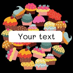 Vector illustration of a pattern of cakes.