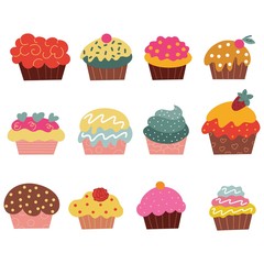 Vector illustration of colored pastries