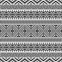 Ikat Ethnic Seamless Aztec Pattern Illustration Design in black and white color, Ikat, geometric pattern, native Indian, Navajo, Inca