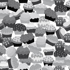 Vector illustration of a pattern of cakes. 