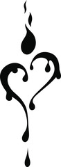 Tribal Tattoo Black and White Heart Shaped Candle
