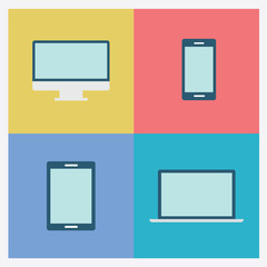  Device icons - desktop computer, laptop, smartphone and tablet 