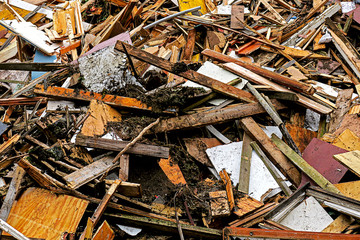 pile of old wood garbage dump