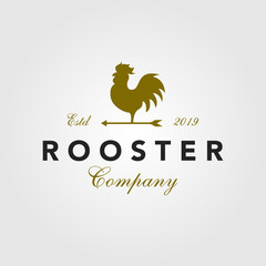 vintage rooster logo vector arrow icon illustration © linimasa