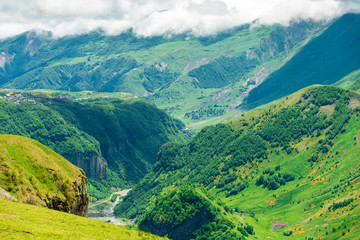 Obraz premium Gorge beautiful view from above, the beautiful Caucasus Mountains in Georgia