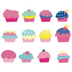 Vector illustration of colored pastries 