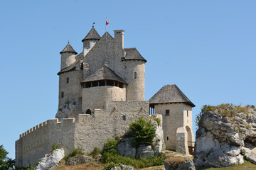 Fototapeta na wymiar The royal Castle Bobolice, one of the most beautiful fortresses on the Eagles Nests trail in Poland.
