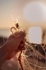 bunch of fishing line in female fist