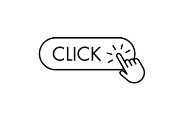 Click here button with hand clicking icon