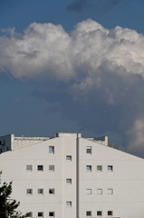 Modern residential building with white facade