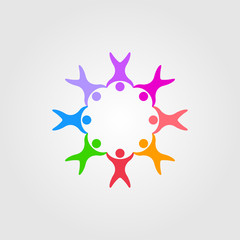 circle people family together human unity logo vector