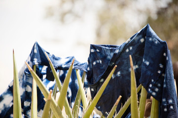 Shibori is the Japanese word for blue dyed fabric. Seen here after a indigo dye arts and crafts...