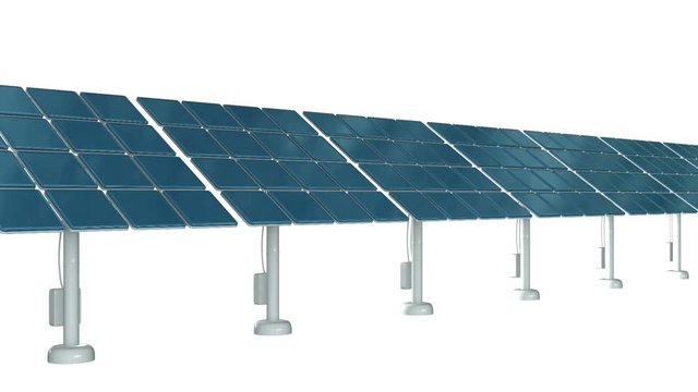 Solar energy panel. 3d render video available in 4k FullHD and HD render footage.
