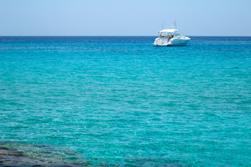 yacht in the blue sea, blue lagoon